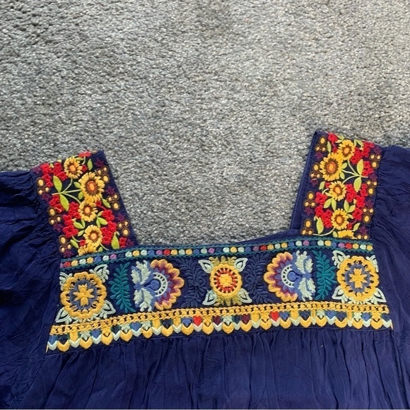 Johnny Was embroidered cap sleeve cinched waist mini dress - Picture 4 of 10